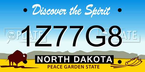 1Z77G8 North Dakota License Plate
