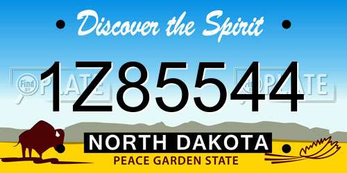1Z85544 North Dakota License Plate