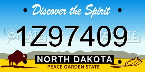 1Z97409 North Dakota License Plate
