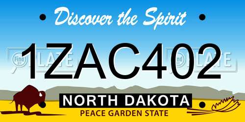 1ZAC402 North Dakota License Plate