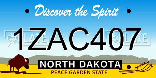 1ZAC407 North Dakota License Plate