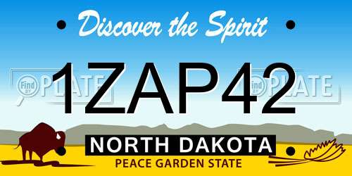 1ZAP42 North Dakota License Plate