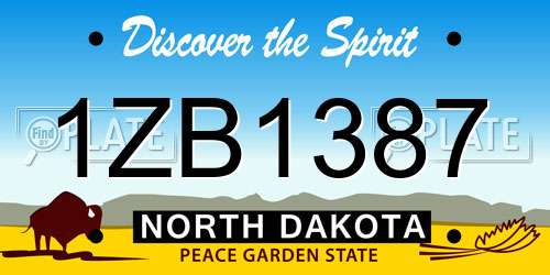 1ZB1387 North Dakota License Plate
