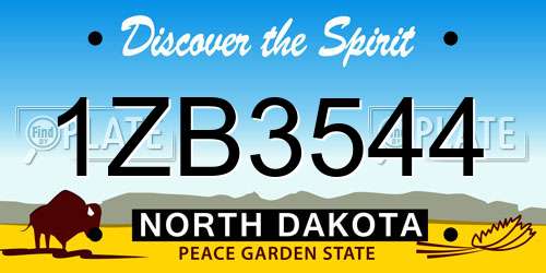 1ZB3544 North Dakota License Plate