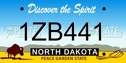 1ZB441 North Dakota License Plate