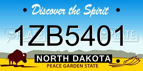 1ZB5401 North Dakota License Plate