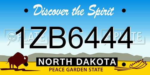 1ZB6444 North Dakota License Plate
