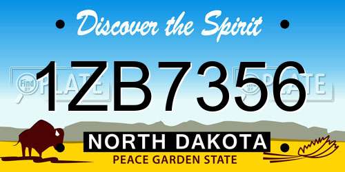 1ZB7356 North Dakota License Plate