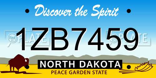 1ZB7459 North Dakota License Plate