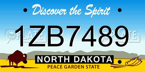1ZB7489 North Dakota License Plate