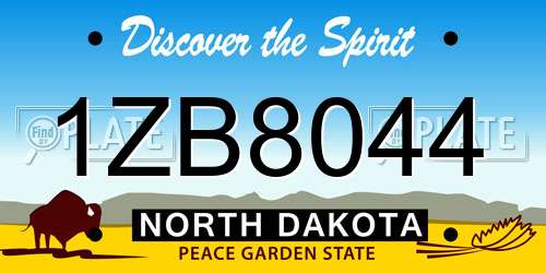 1ZB8044 North Dakota License Plate