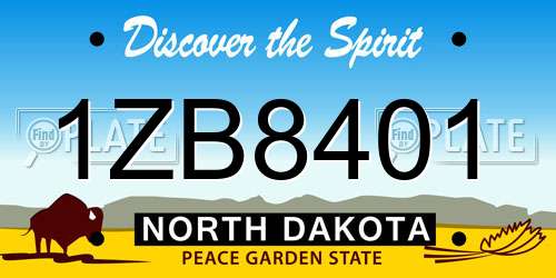 1ZB8401 North Dakota License Plate
