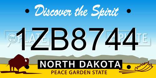 1ZB8744 North Dakota License Plate