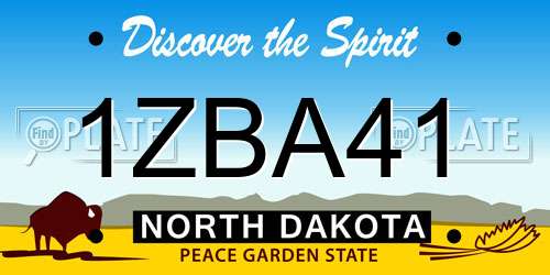 1ZBA41 North Dakota License Plate