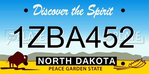1ZBA452 North Dakota License Plate