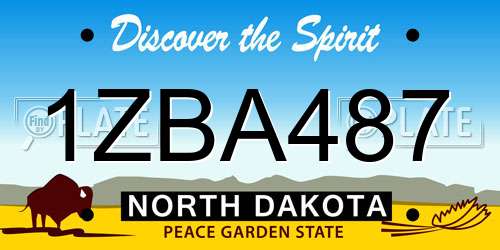 1ZBA487 North Dakota License Plate
