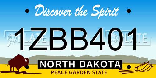 1ZBB401 North Dakota License Plate