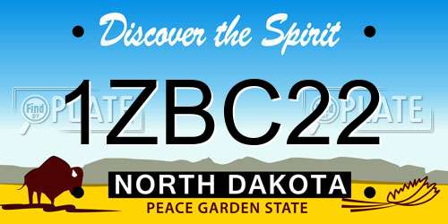 1ZBC22 North Dakota License Plate