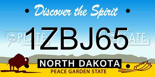1ZBJ65 North Dakota License Plate
