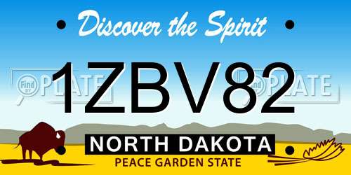 1ZBV82 North Dakota License Plate