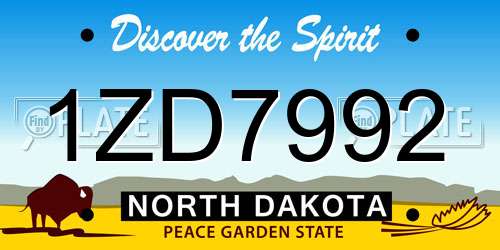 1ZD7992 North Dakota License Plate