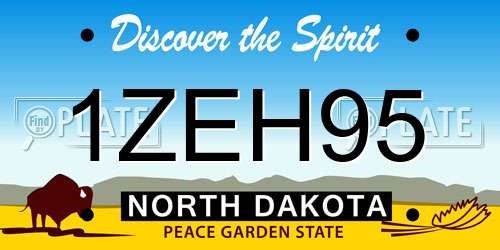 1ZEH95 North Dakota License Plate