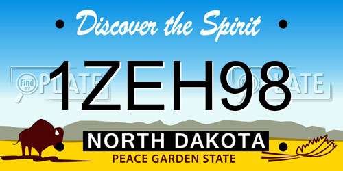 1ZEH98 North Dakota License Plate