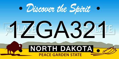 1ZGA321 North Dakota License Plate