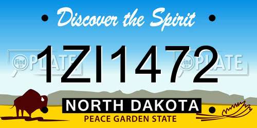 1ZI1472 North Dakota License Plate