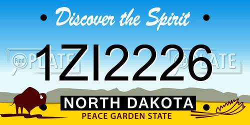 1ZI2226 North Dakota License Plate