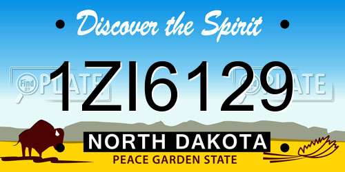 1ZI6129 North Dakota License Plate