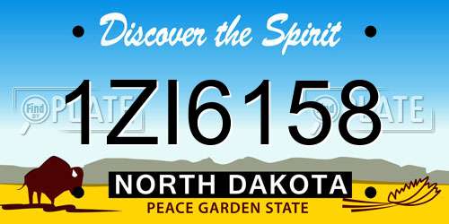 1ZI6158 North Dakota License Plate