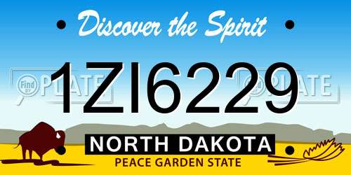 1ZI6229 North Dakota License Plate