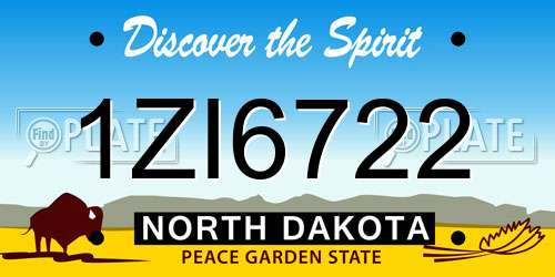 1ZI6722 North Dakota License Plate