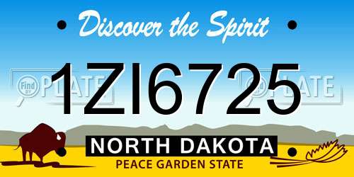 1ZI6725 North Dakota License Plate