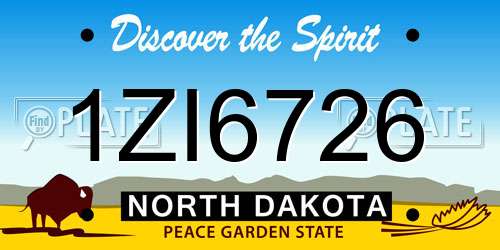 1ZI6726 North Dakota License Plate