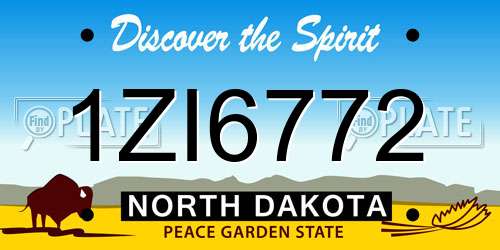 1ZI6772 North Dakota License Plate