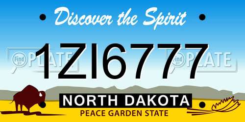 1ZI6777 North Dakota License Plate