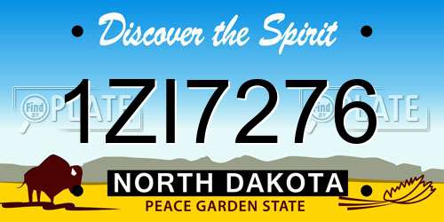 1ZI7276 North Dakota License Plate