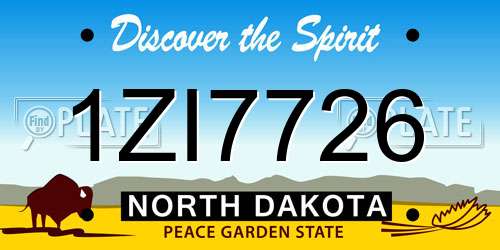 1ZI7726 North Dakota License Plate