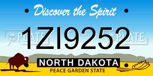 1ZI9252 North Dakota License Plate
