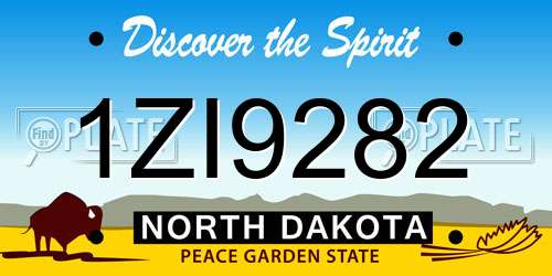 1ZI9282 North Dakota License Plate
