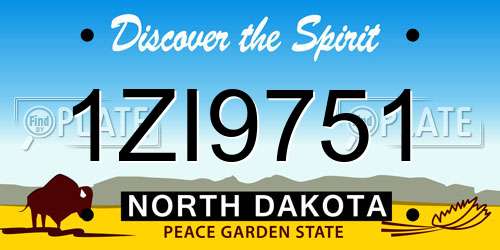 1ZI9751 North Dakota License Plate