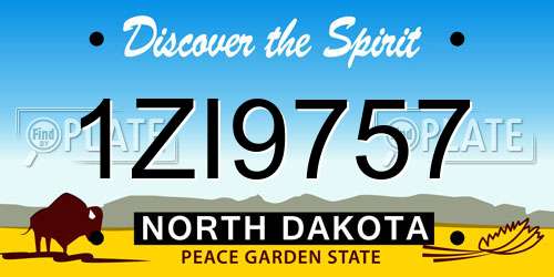 1ZI9757 North Dakota License Plate