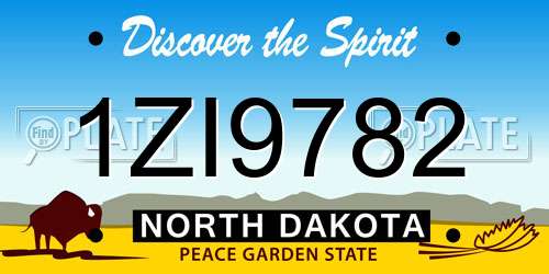 1ZI9782 North Dakota License Plate