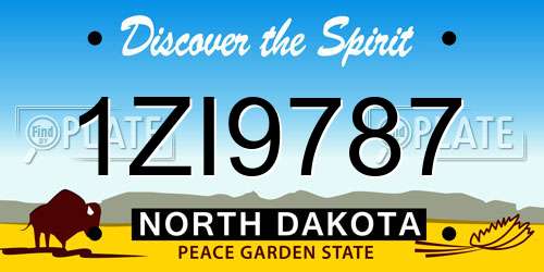 1ZI9787 North Dakota License Plate