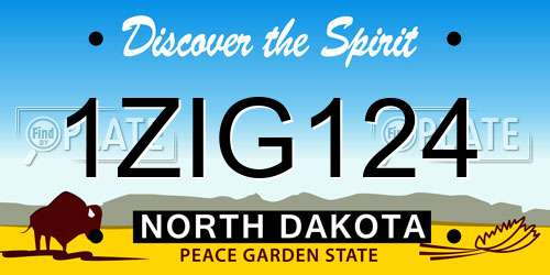 1ZIG124 North Dakota License Plate