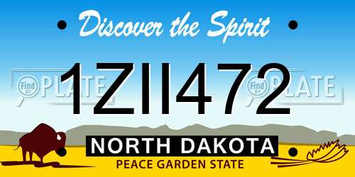 1ZII472 North Dakota License Plate