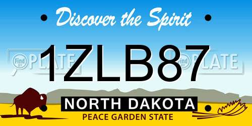 1ZLB87 North Dakota License Plate