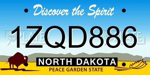 1ZQD886 North Dakota License Plate